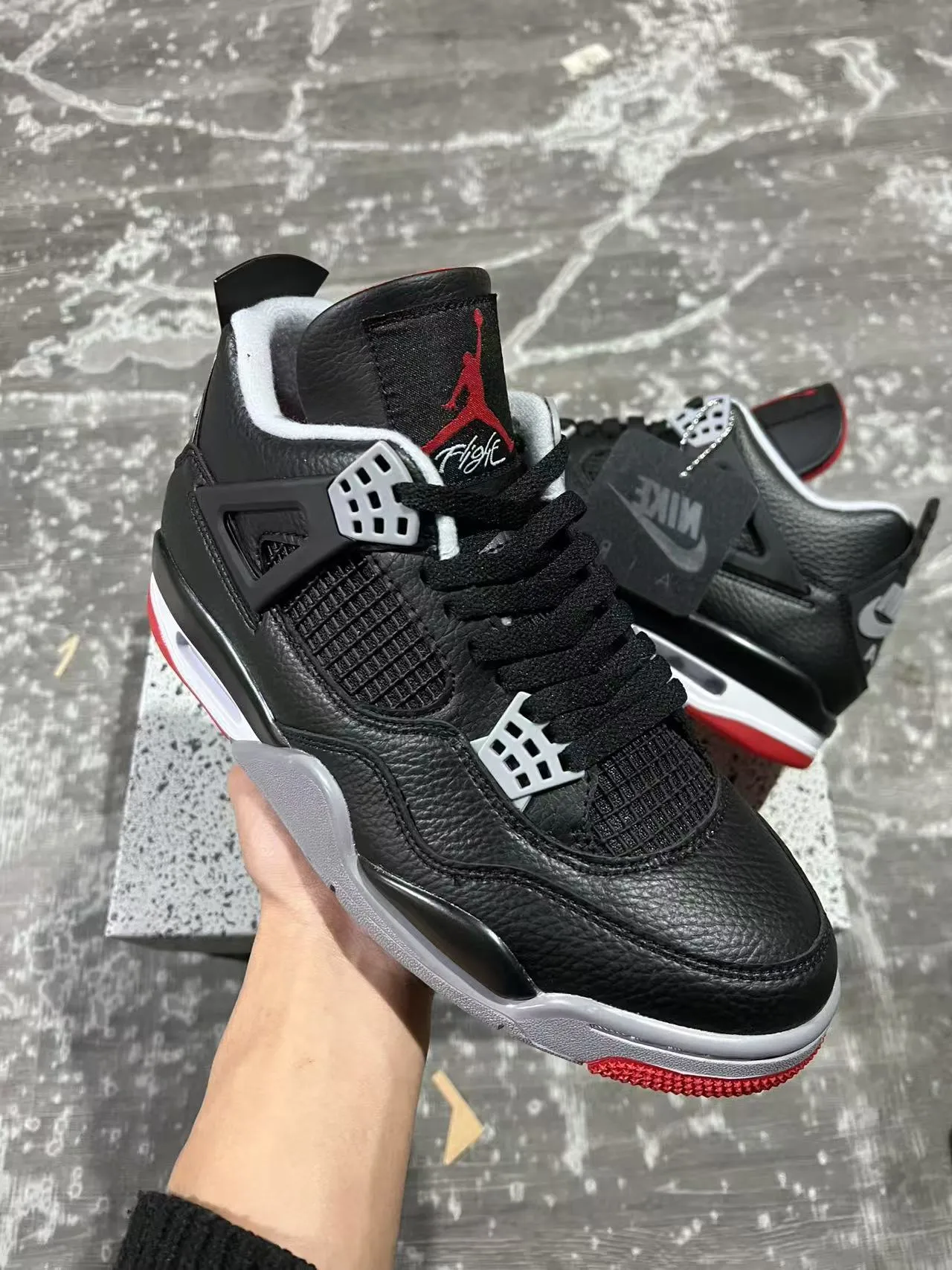Nike Air Jordan 4 Black Red Gray Basketball Shoes 2