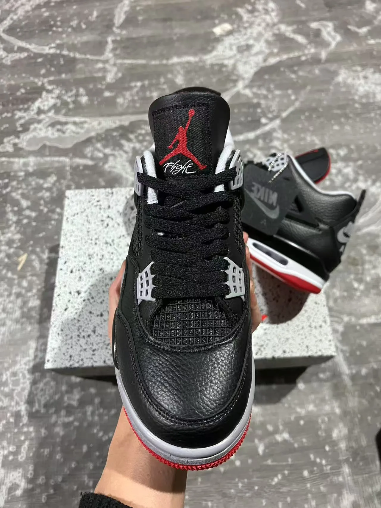Nike Air Jordan 4 Black Red Gray Basketball Shoes 3