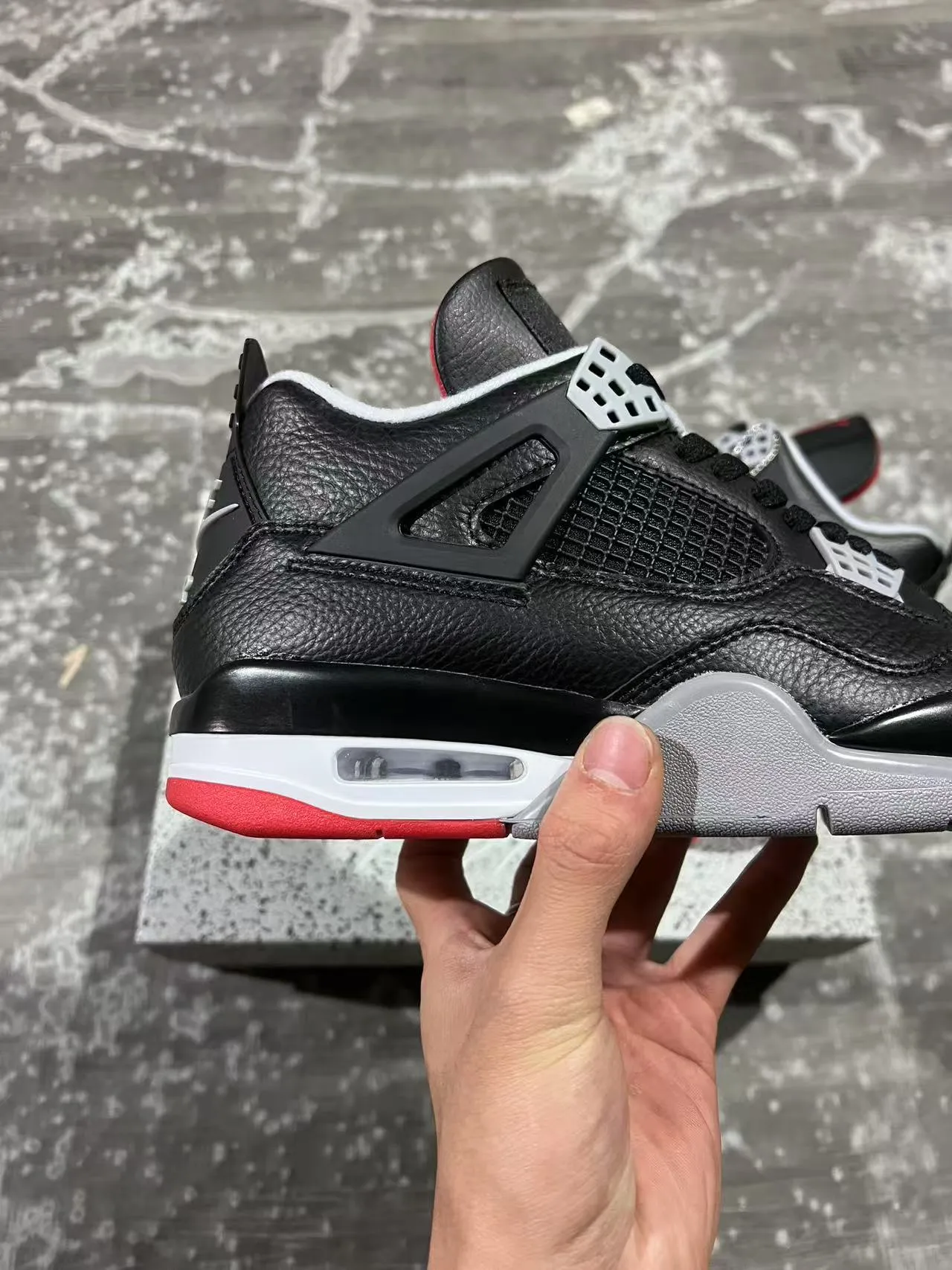 Nike Air Jordan 4 Black Red Gray Basketball Shoes 7