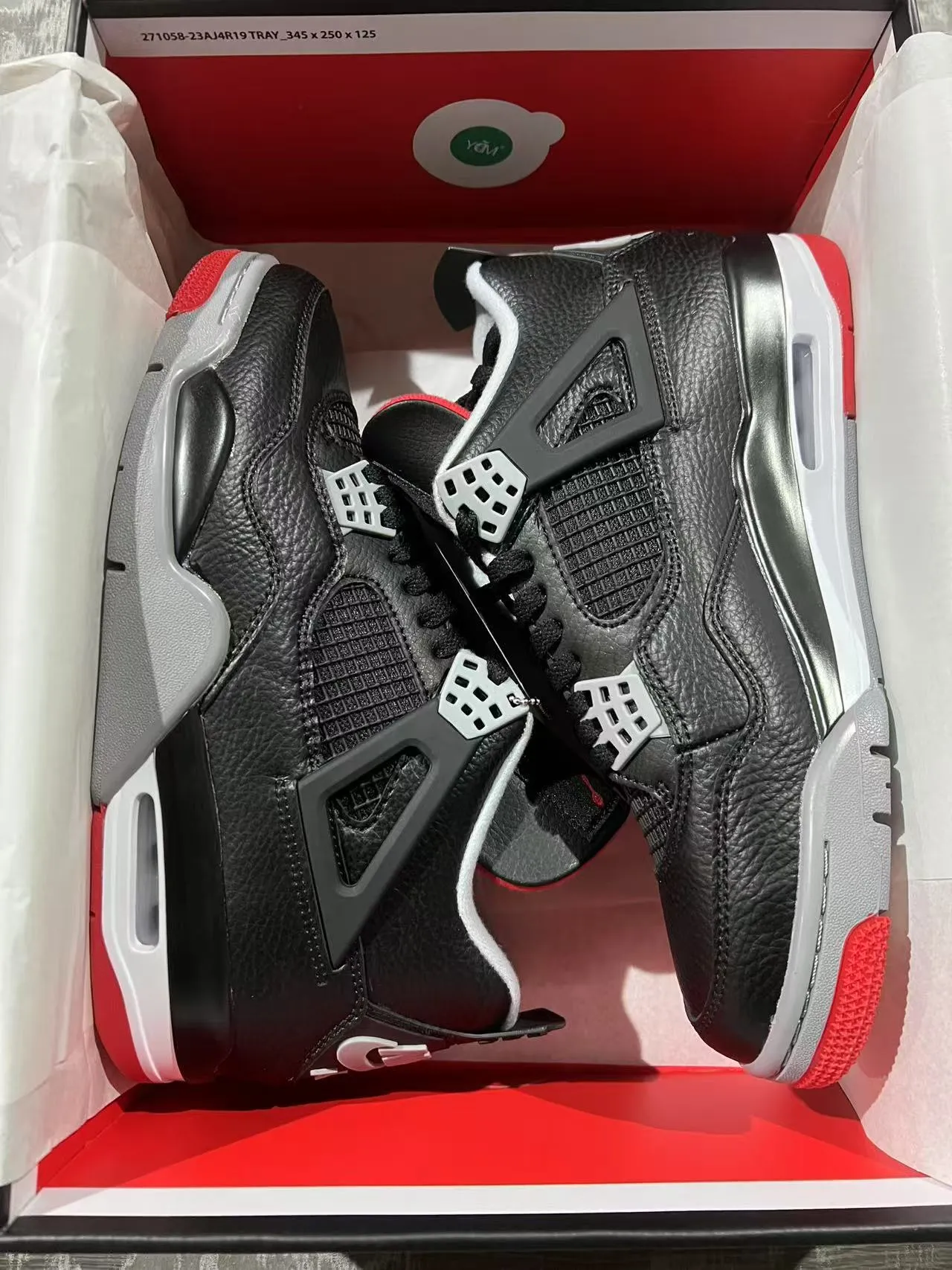 Nike Air Jordan 4 Black Red Gray Basketball Shoes 9