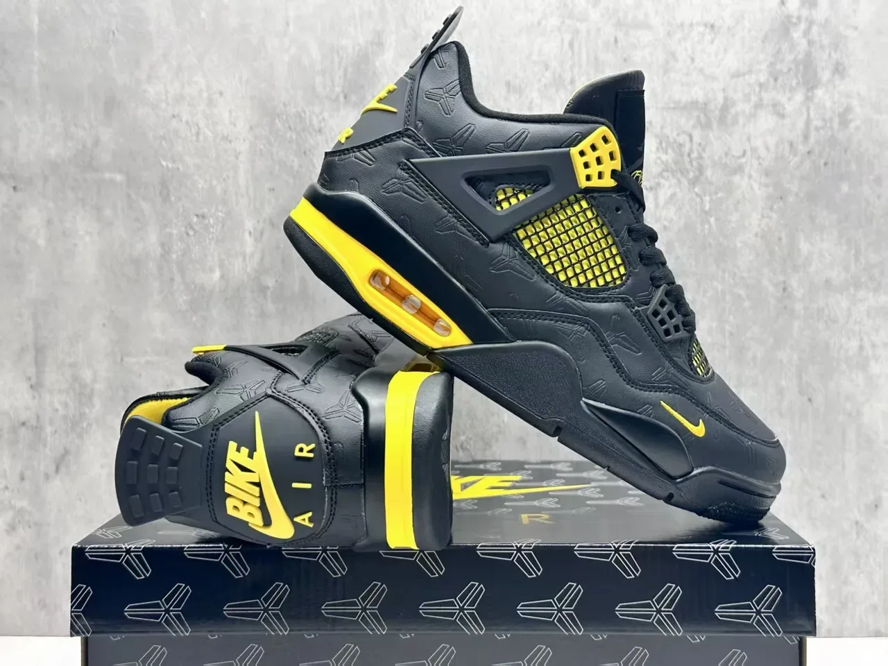 Nike Air Jordan 4 Noir Jaune Chaussures de Basketball 3