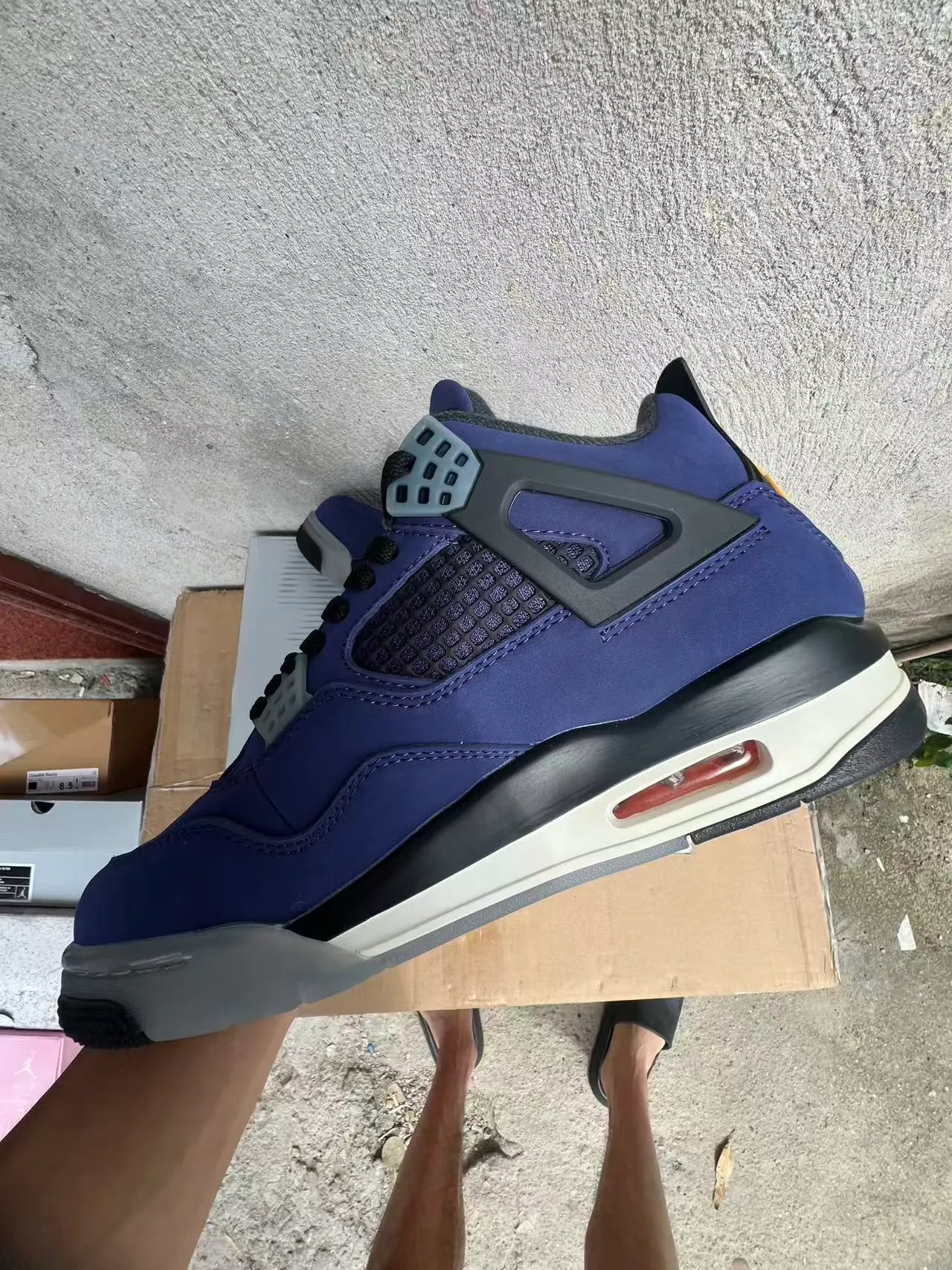 Nike Air Jordan 4 Deep Blue Black White Basketball Shoes 5