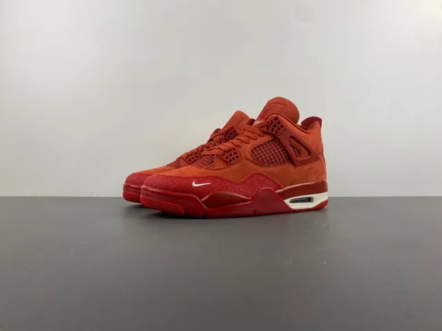 Nike Air Jordan 4 Red Suede High-Top Basketball Shoes 10