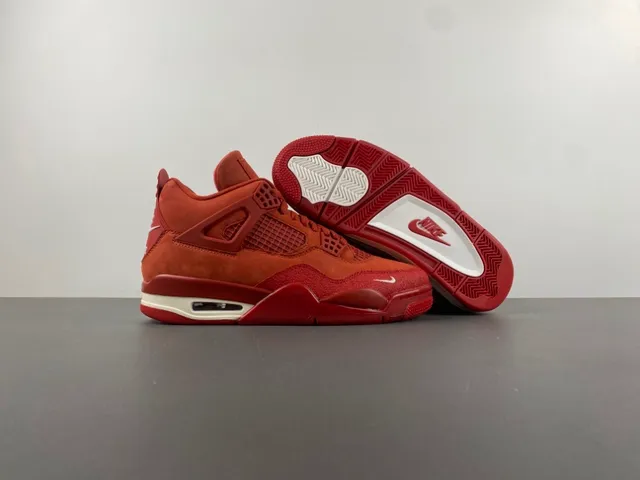 Nike Air Jordan 4 Red Suede High-Top Basketball Shoes 12