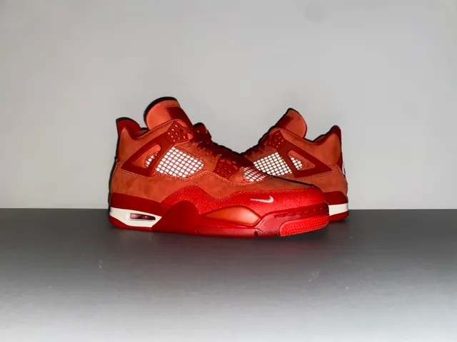Nike Air Jordan 4 Red Suede High-Top Basketball Shoes 13