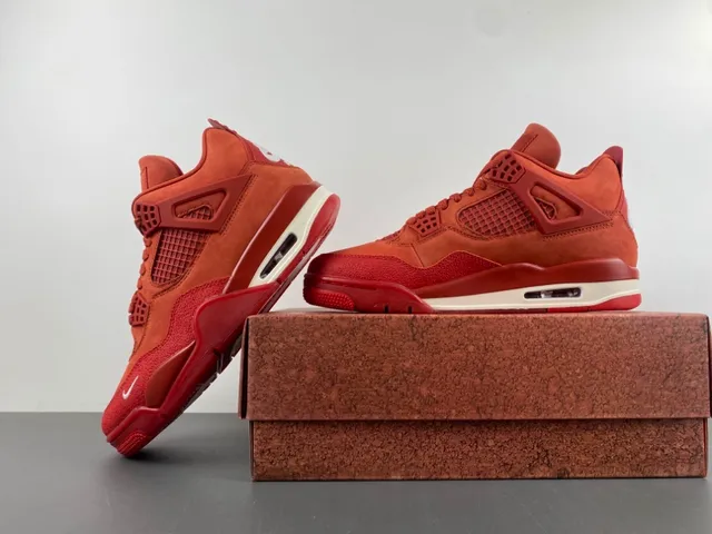 Nike Air Jordan 4 Red Suede High-Top Basketball Shoes 15