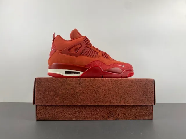 Nike Air Jordan 4 Red Suede High-Top Basketball Shoes 16