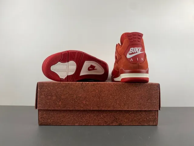 Nike Air Jordan 4 Red Suede High-Top Basketball Shoes 17