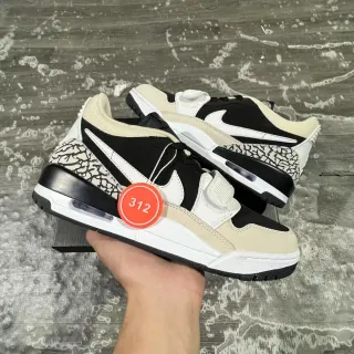 Nike Air Jordan Legacy 312 Black White Beige Elephant Print Lifestyle Sneakers
