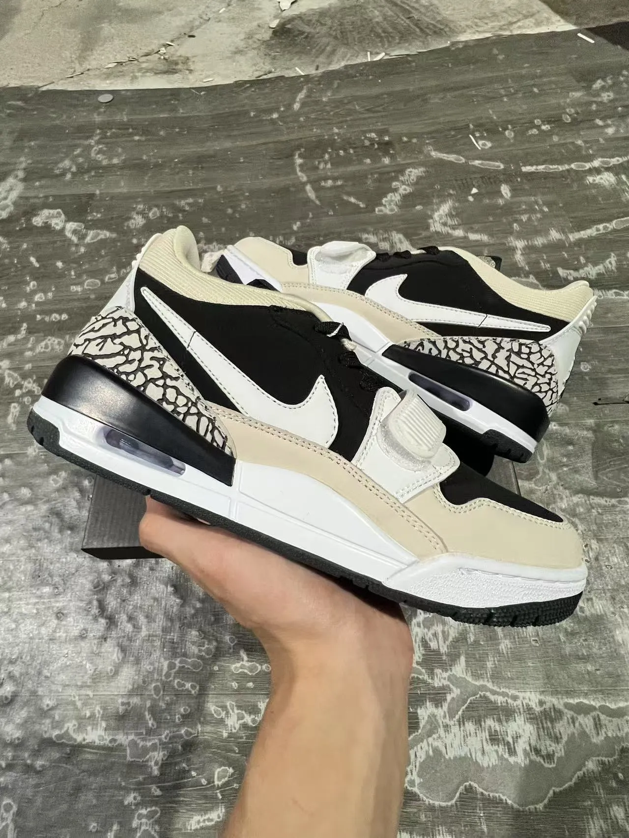 Nike Air Jordan Legacy 312 Black White Beige Elephant Print Lifestyle Sneakers 2