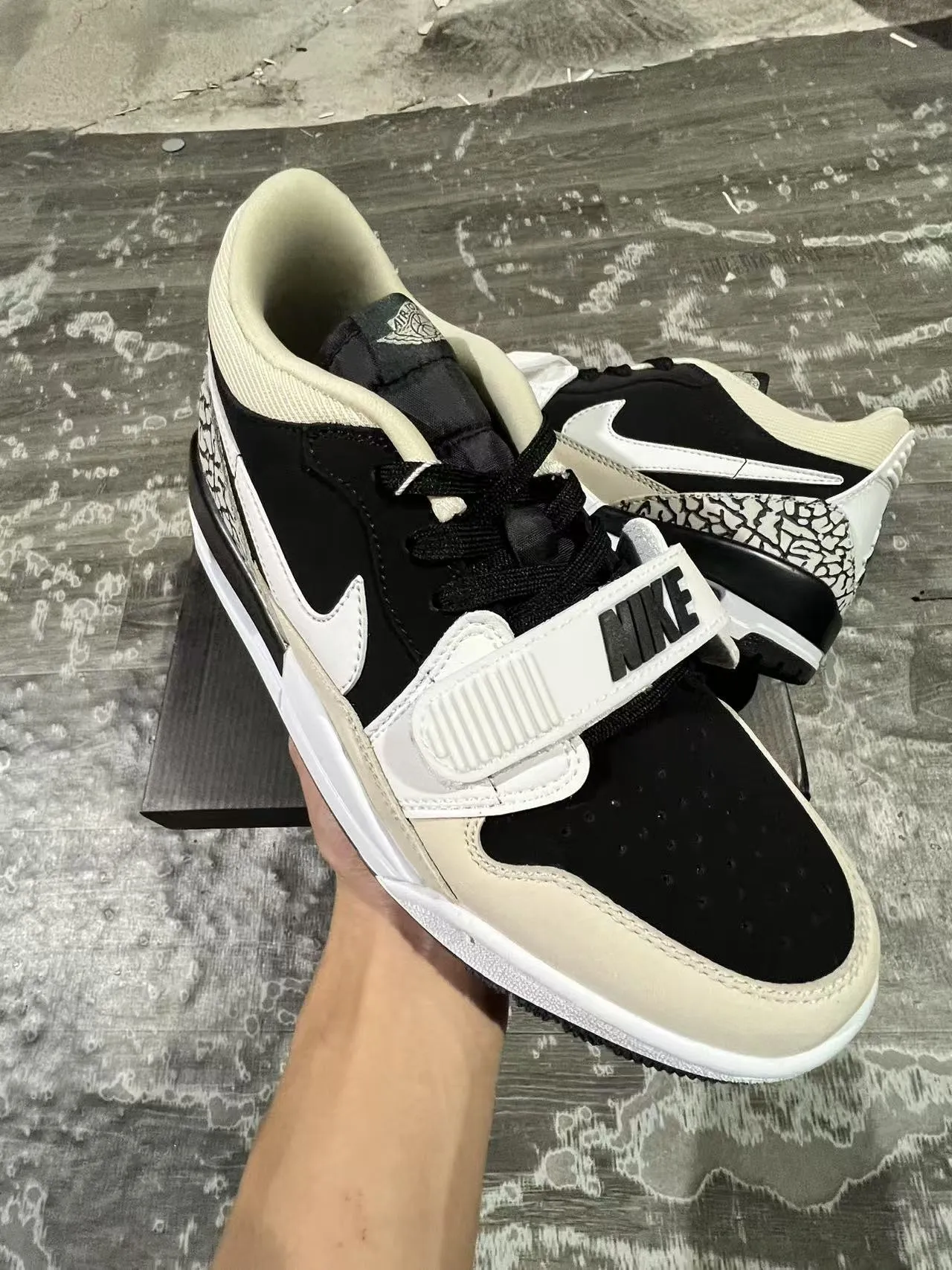 Nike Air Jordan Legacy 312 Black White Beige Elephant Print Lifestyle Sneakers 3