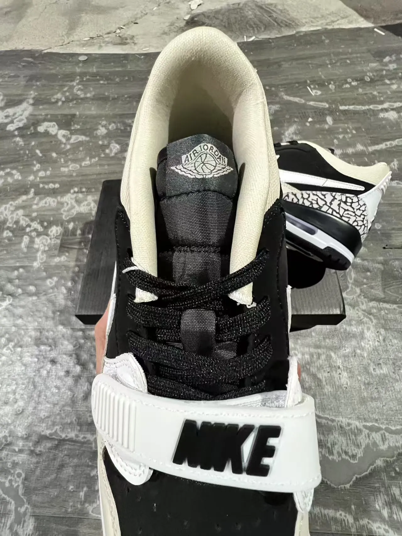Nike Air Jordan Legacy 312 Black White Beige Elephant Print Lifestyle Sneakers 4
