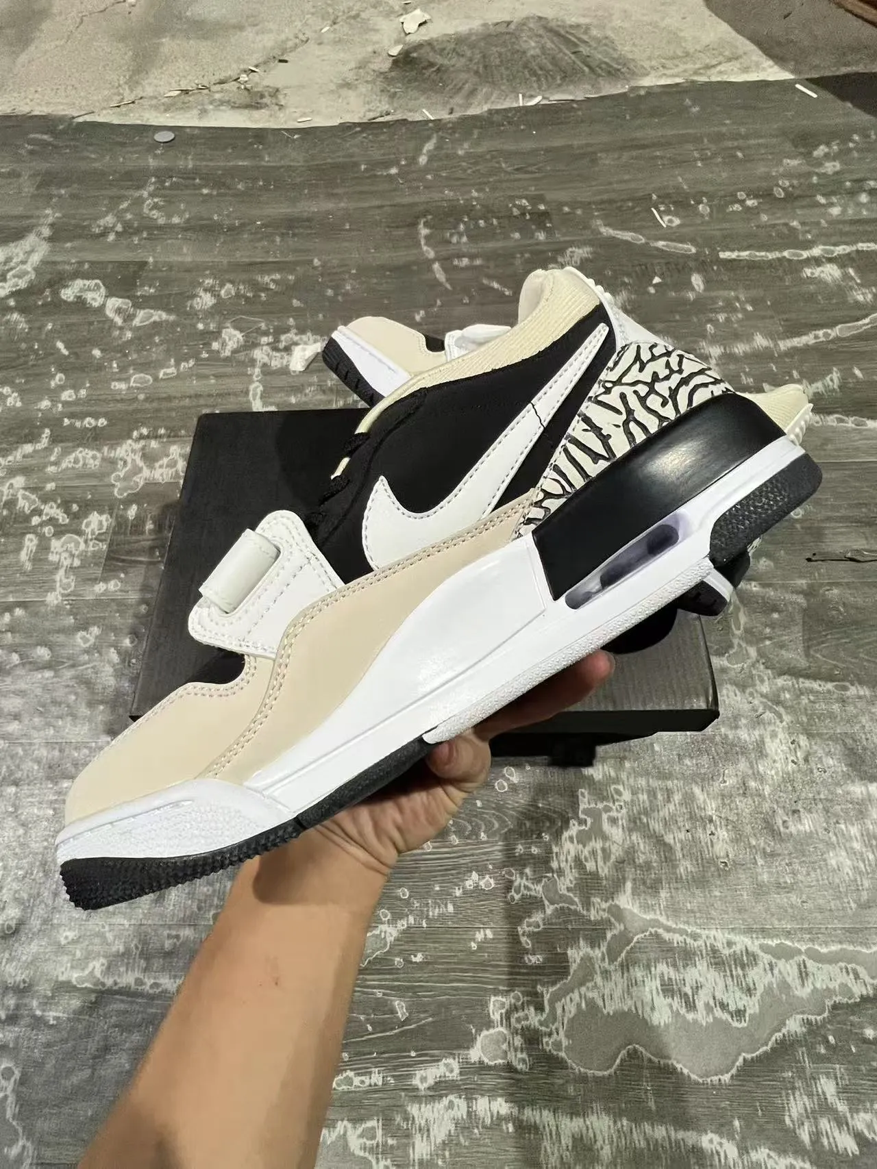 Nike Air Jordan Legacy 312 Black White Beige Elephant Print Lifestyle Sneakers 5