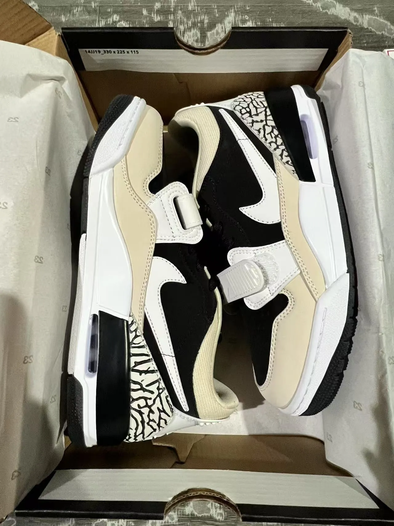 Nike Air Jordan Legacy 312 Black White Beige Elephant Print Lifestyle Sneakers 9