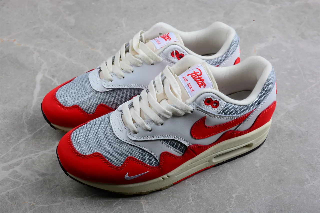 Nike Air Max 1 Red White Gray Lifestyle Sneakers 6