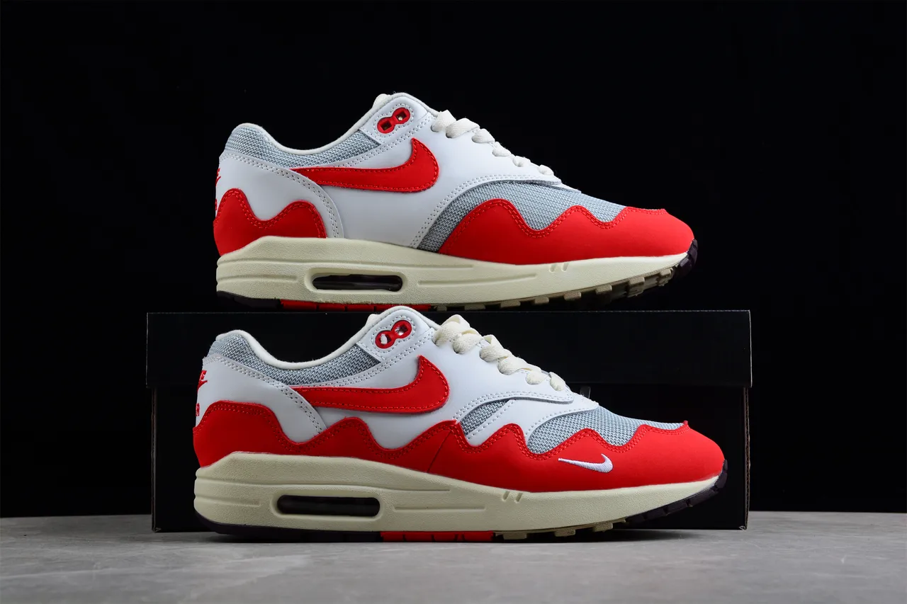 Nike Air Max 1 Red White Gray Lifestyle Sneakers 12