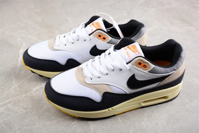 Nike Air Max 1 White Black Beige Pale Yellow Lifestyle Sneakers 9