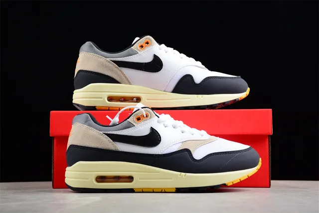 Nike Air Max 1 White Black Beige Pale Yellow Lifestyle Sneakers 15