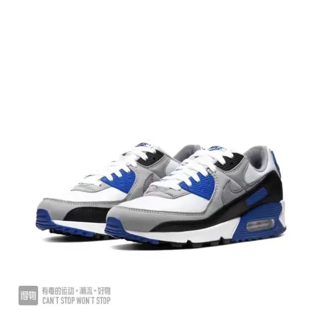 Nike Air Max 90 White Gray Black Royal Blue Lifestyle Sneakers 6