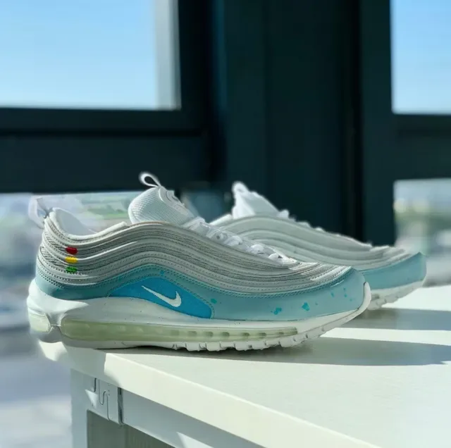 Nike Air Max 97 Light Gray Blue Speckled Lifestyle Sneakers 3