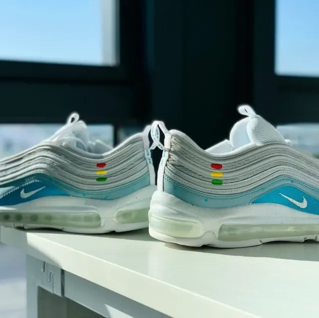 Nike Air Max 97 Light Gray Blue Speckled Lifestyle Sneakers 6