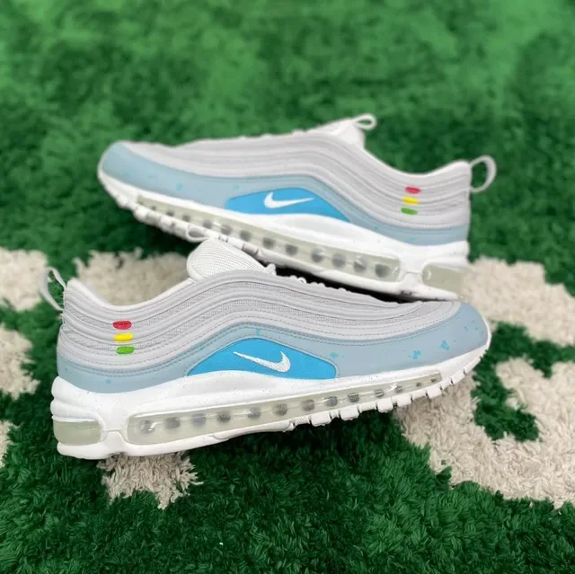 Nike Air Max 97 Light Gray Blue Speckled Lifestyle Sneakers 7