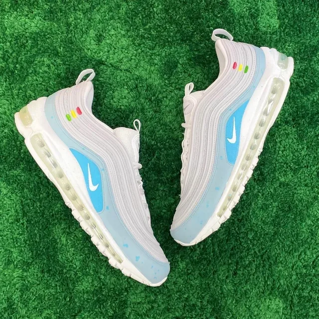Nike Air Max 97 Light Gray Blue Speckled Lifestyle Sneakers 8