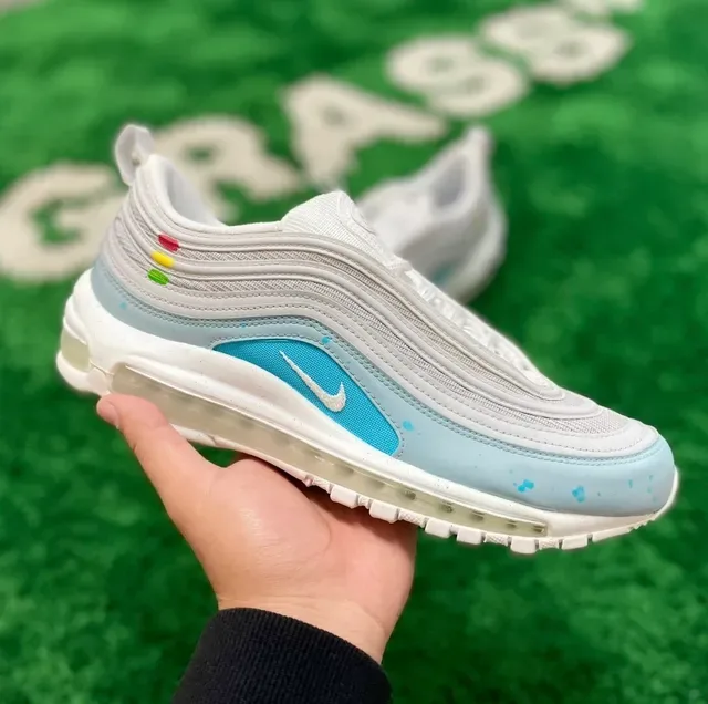 Nike Air Max 97 Light Gray Blue Speckled Lifestyle Sneakers 11