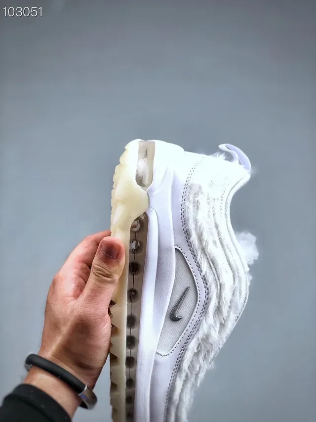 Nike Air Max 97 Shearling-Trimmed White Lifestyle Sneakers 4