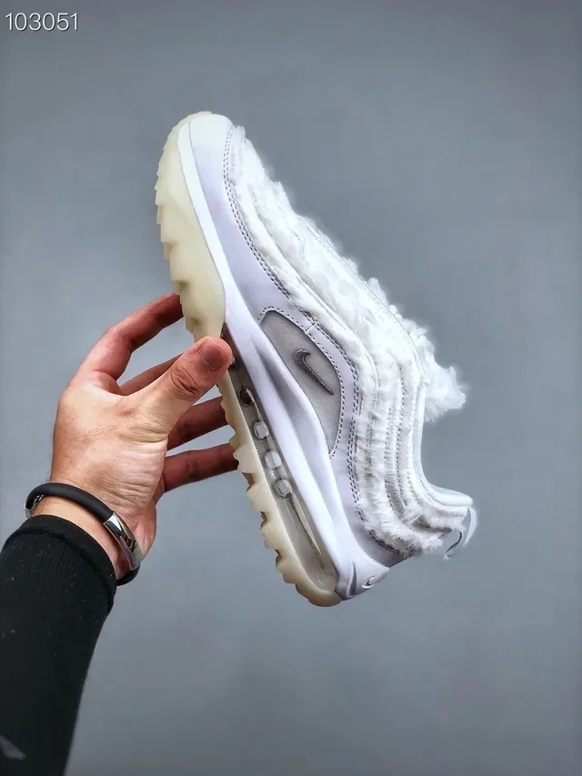 Nike Air Max 97 Shearling-Trimmed White Lifestyle Sneakers 8