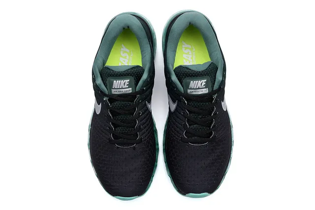 Nike Air Max Black Green Engineered Mesh Upper Full-Length Visible Unit Running Shoes 2