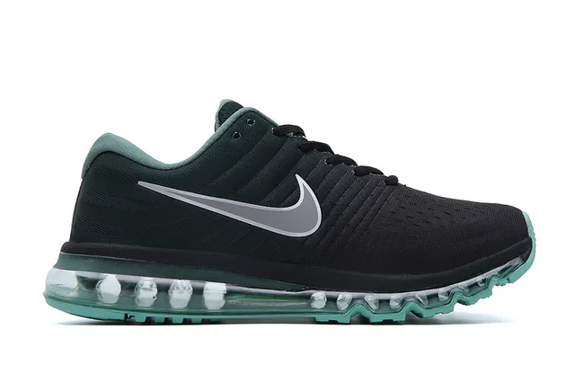 Nike Air Max Black Green Engineered Mesh Upper Full-Length Visible Unit Running Shoes 6