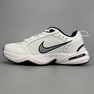 Nike Air Monarch White Navy Leather/synthetic Upper Blue Accents Lifestyle Sneakers