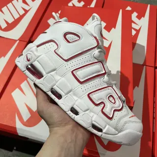 Nike Air More Uptempo White and Red Basketball Shoes
