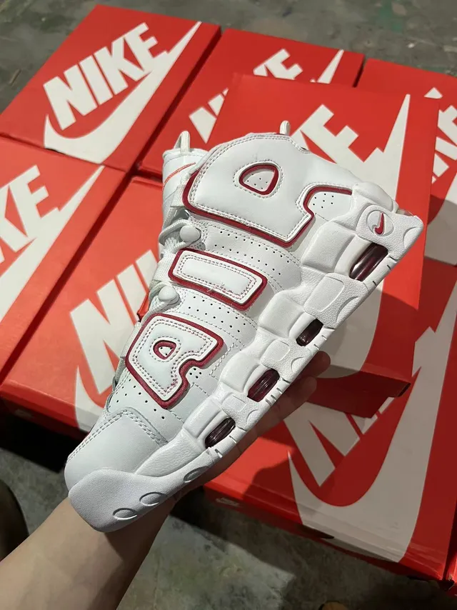 Nike Air More Uptempo White and Red Basketball Shoes 3