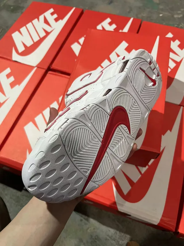 Nike Air More Uptempo White and Red Basketball Shoes 4