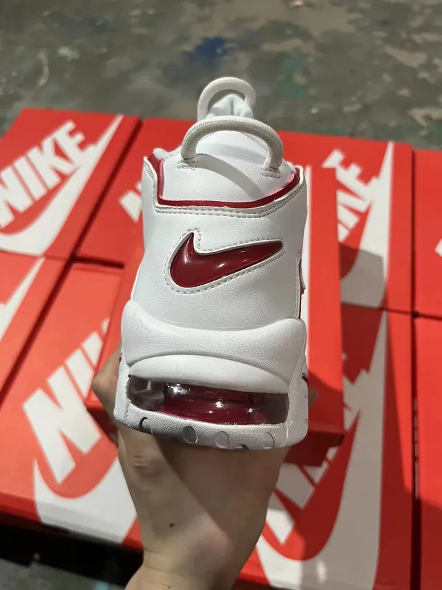 Nike Air More Uptempo White and Red Basketball Shoes 5