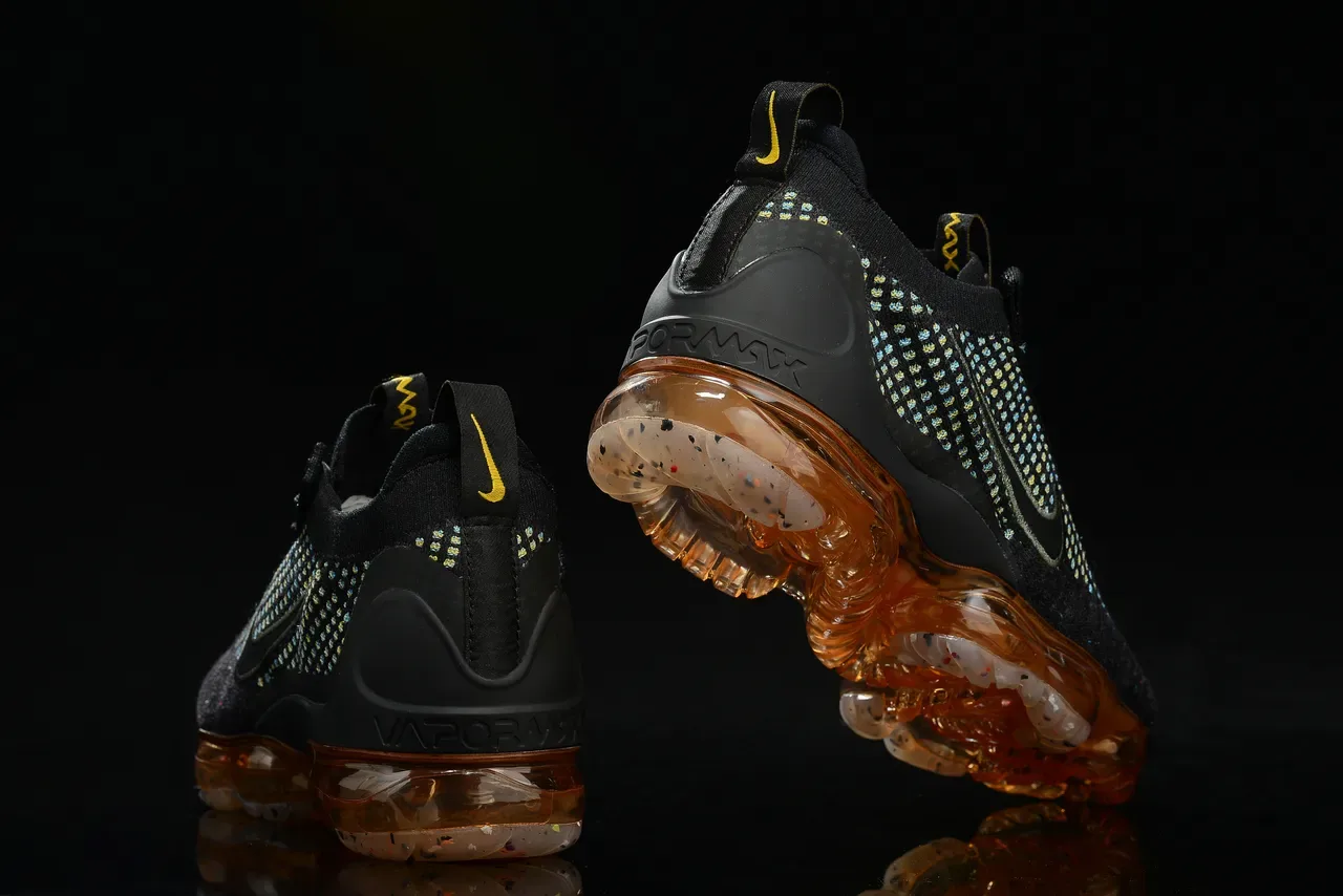 Nike Air VaporMax Flyknit Black Cyan Yellow-Green Speckle Lifestyle Sneakers 2
