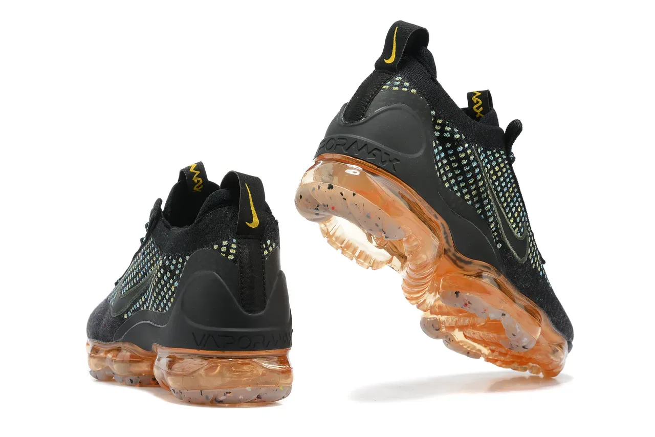 Nike Air VaporMax Flyknit Black Cyan Yellow-Green Speckle Lifestyle Sneakers 10