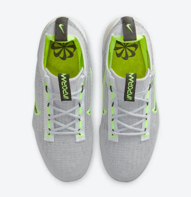 Nike Air VaporMax Cinza Verde Malha Superior Amortecimento Visível Tênis Lifestyle 4