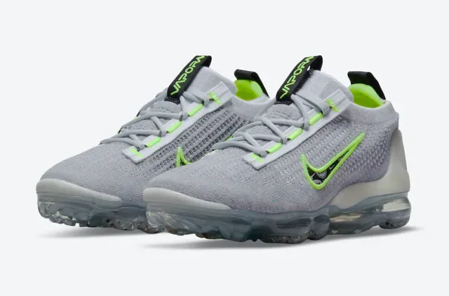Nike Air VaporMax Cinza Verde Malha Superior Amortecimento Visível Tênis Lifestyle 5