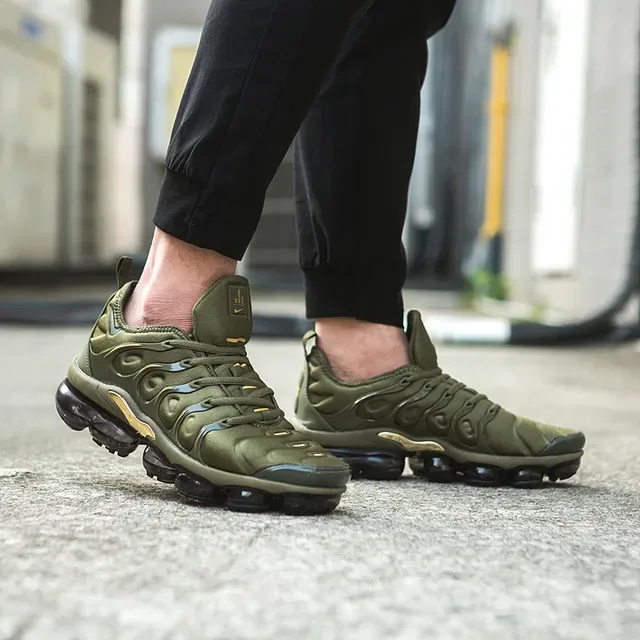 Nike Air VaporMax Plus Olive Green Metallic Gold Lifestyle Sneakers 4