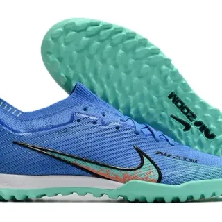 Nike Air Zoom Zapatillas de fútbol Turf con upper de knit azul y verde y cuello de ajuste dinámico