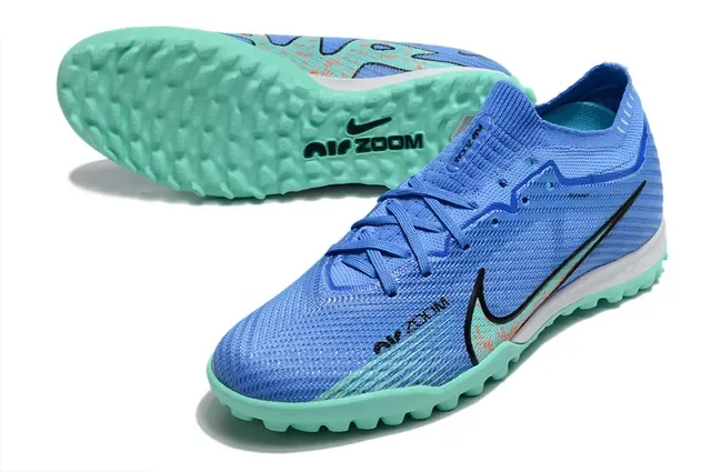 Nike Air Zoom Chaussures de football Turf upper knit bleu vert col Dynamic Fit 3
