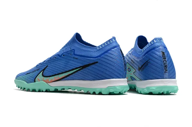 Nike Air Zoom Chaussures de football Turf upper knit bleu vert col Dynamic Fit 4