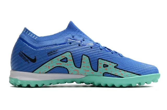 Nike Air Zoom Chaussures de football Turf upper knit bleu vert col Dynamic Fit 5