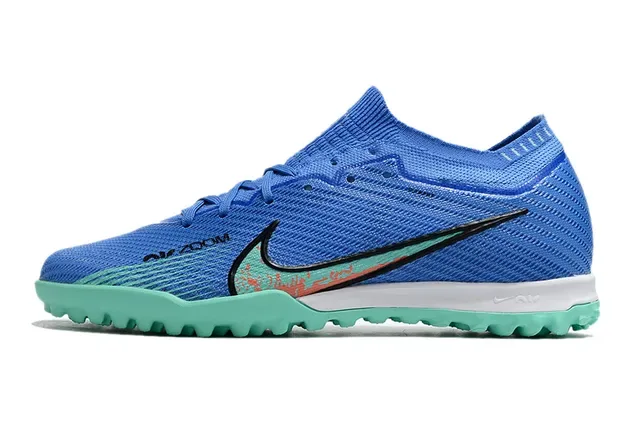 Nike Air Zoom Chaussures de football Turf upper knit bleu vert col Dynamic Fit 6