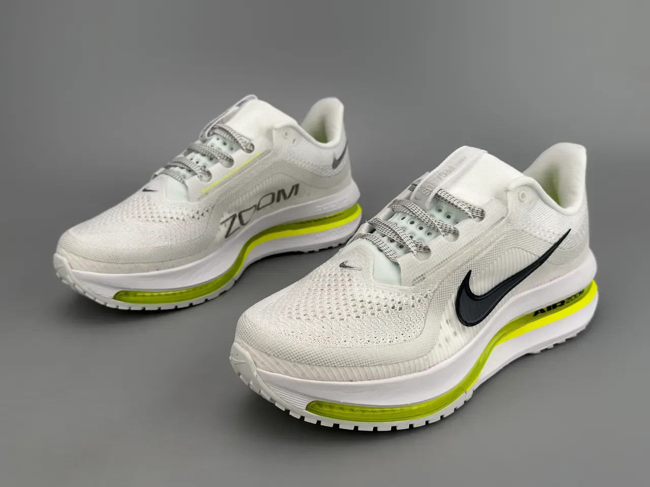 Nike Air Zoom White Green Engineered Mesh Upper Full-Length Visible Unit Running Shoes 5