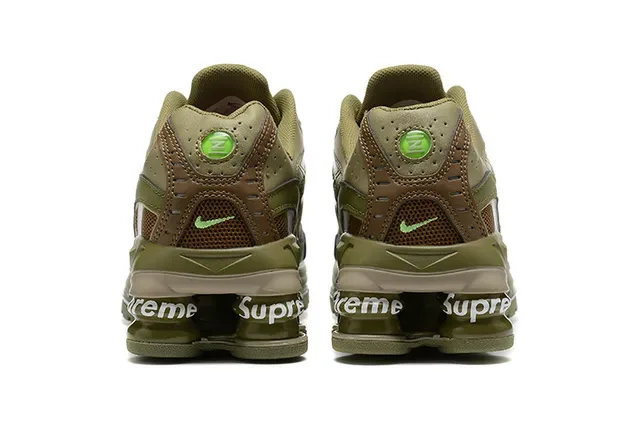 Nike Army Green Shox Column Heel Mesh And Synthetic Overlay Upper Lifestyle Sneakers 3