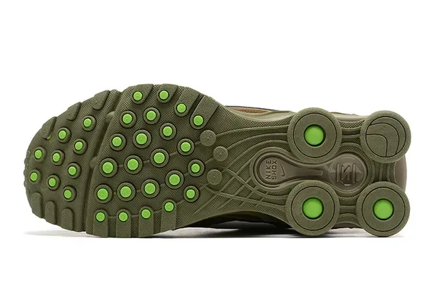 Nike Army Green Shox Column Heel Mesh And Synthetic Overlay Upper Lifestyle Sneakers 4